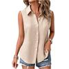Chaleco Casual sin Mangas para Mujer Ajuste Holgado Cuello de Camisa Abotonado Blusa Ligera de Verano para Uso Diario