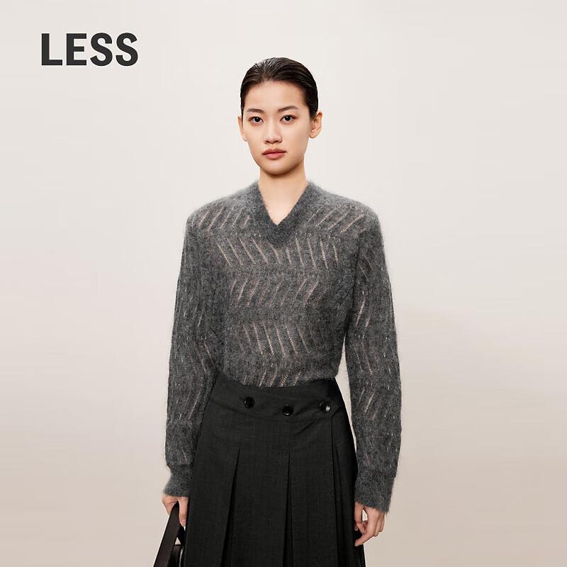 LESS V-Neck Long Sleeve Pullover Sweater