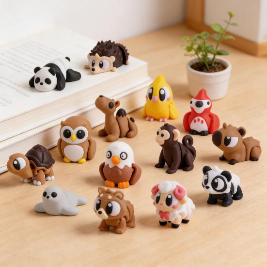 3D Printed Animal Figurine Movable Joints Panda Sheep Bear Seal Monkey Owl Turtle Figure Articulated Animal Model Fidget Toy Decoration Ornament