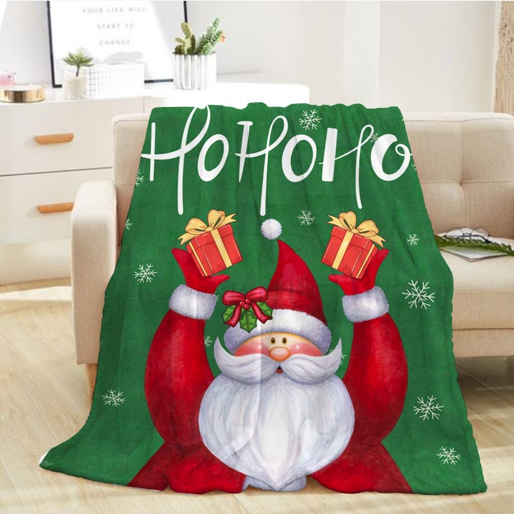Santa Claus Blanket Christmas Theme Throw Blanket for Girls Boys Gift Super Soft Cozy Flannel Fuzzy Blanket for Couch Sofa Bed