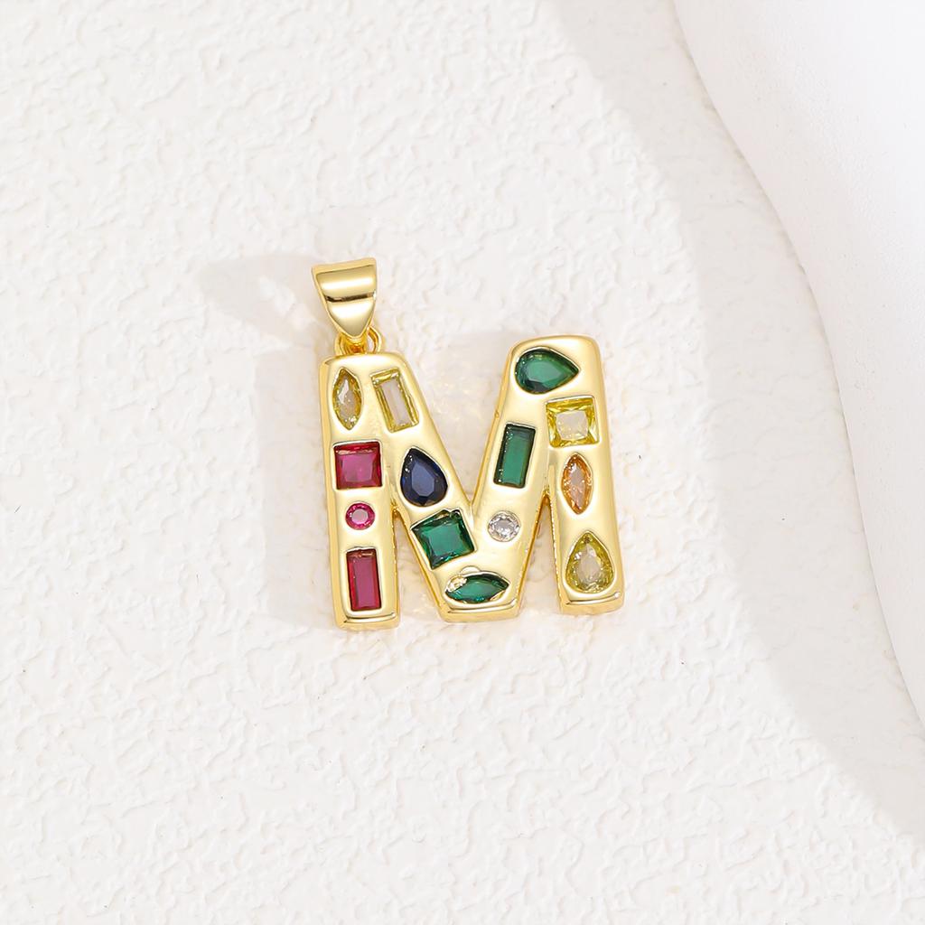 Multicolor Zircon A-Z Letters Pendant Necklace Crystal Water Drop 26 letters Pendant Necklace Gold Plated  Gift for Women