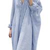 Shirt Dress Striped Single Breasted Summer Loose-fitting Long Dress for Banquet