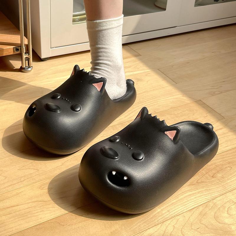 

Модные летние домашние уличные тапочки для женщин и мужчин, милые мультяшные тапочки на платформе с собачкой, мягкие шлепанцы из ЭВА, сандалии, парные домашние пляжные шлепанцы 36-37 чёрный