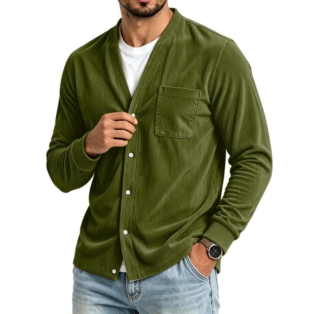 Men's Casual Loose Fit Color Shirt with Pockets for Everyday Wear