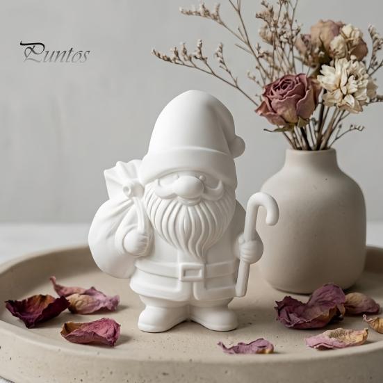 Decoración de Mesa Navideña Figura de Papá Noel Impresa en 3D para Pintar DIY, Adorno Festivo Navideño para Habitación, Figura de Resina Blanca para Estante de Escritorio
