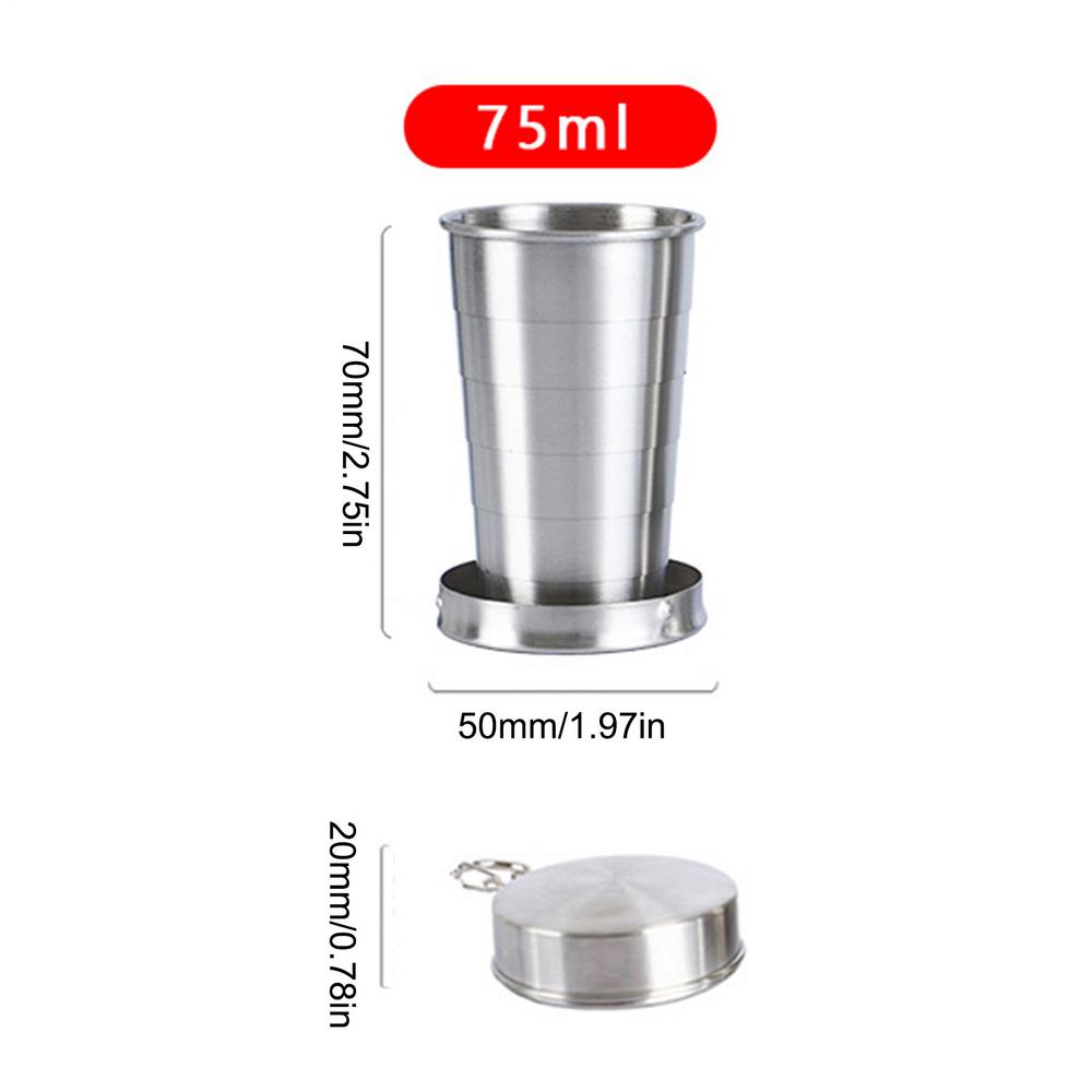Stainless Steel Folding Cup Portable For Outdoor Travel Retractable Telescopic Collapsibles Cups With Keychain Coffee Cup