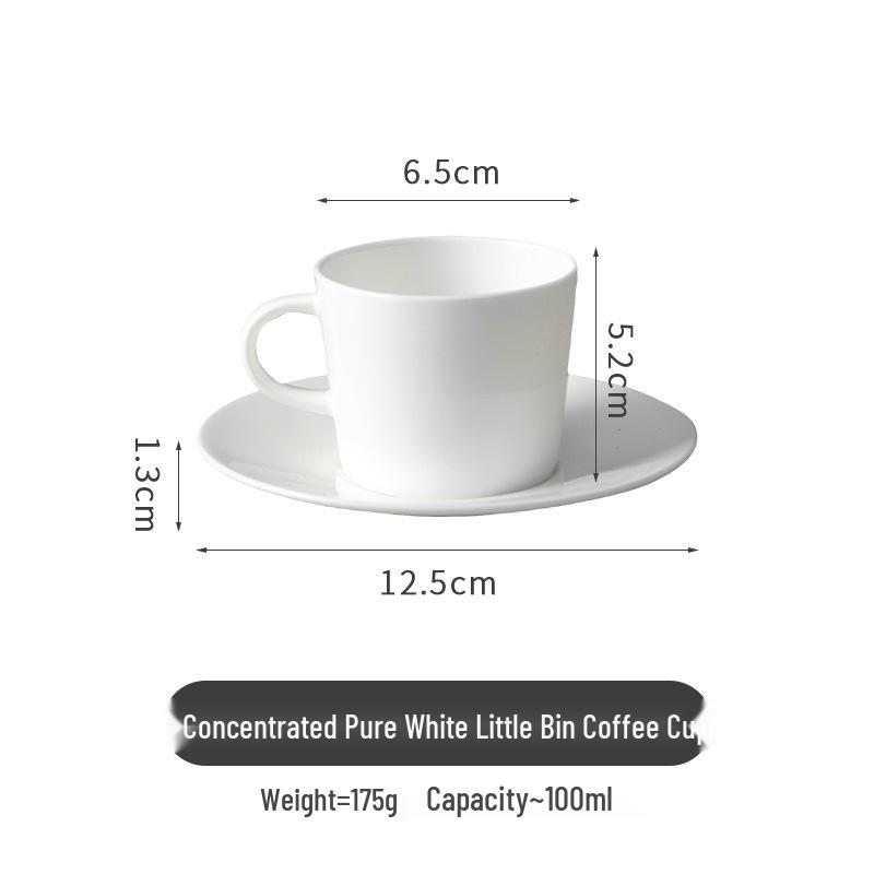 Pure White Bone China Espresso Cup & Saucer with Gold Rim, 80ml