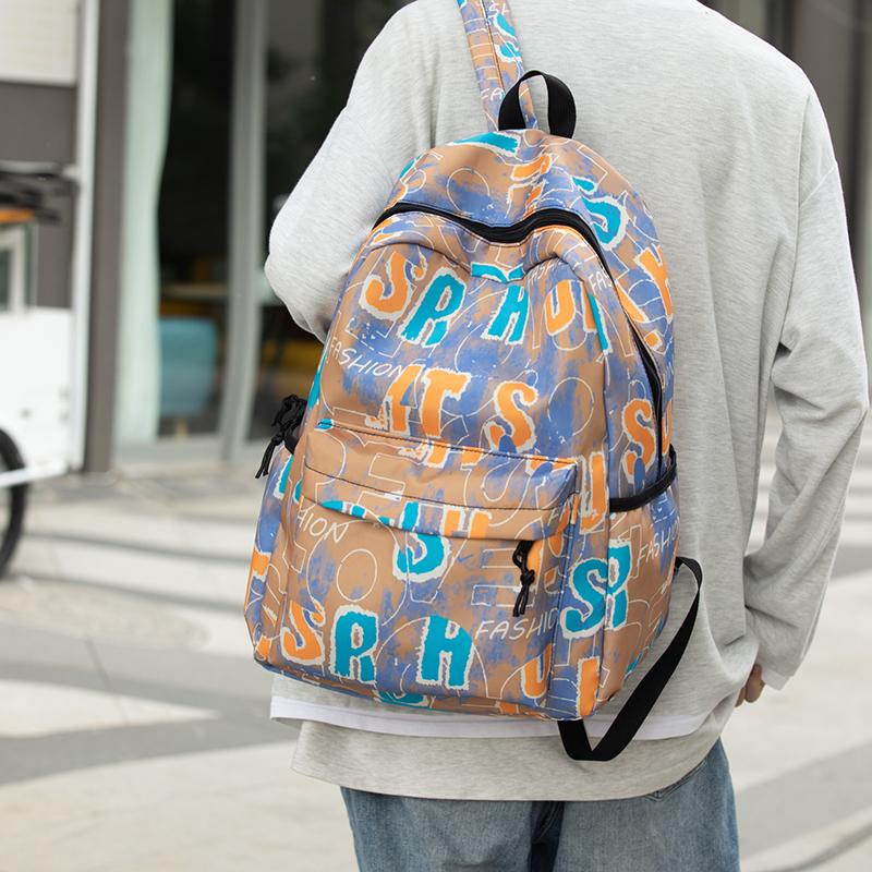 Women Large Capacity Backpack Men's Graffiti Print Backpack Student Schoolbag
