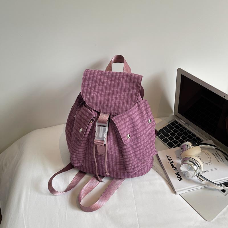 

Large capacity simple backpack women 2025 summer new fashion travel leisure backpack simple college bag фиолетовый
