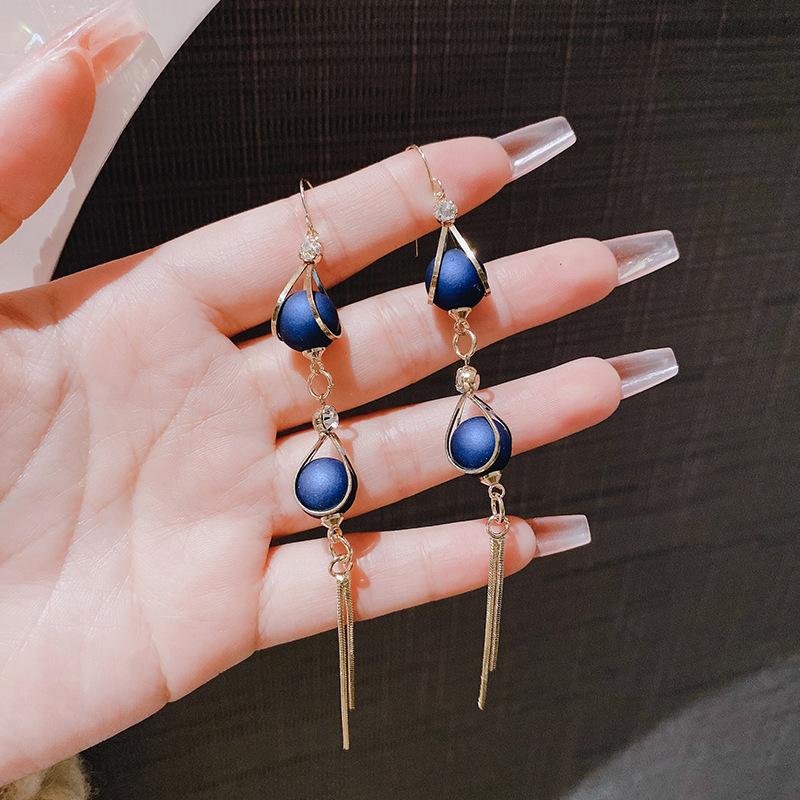 Premium Design Niche Temperament Stud Earrings Women's Blue Earrings 925 Silver Exquisite Light Luxury Versatile Earrings