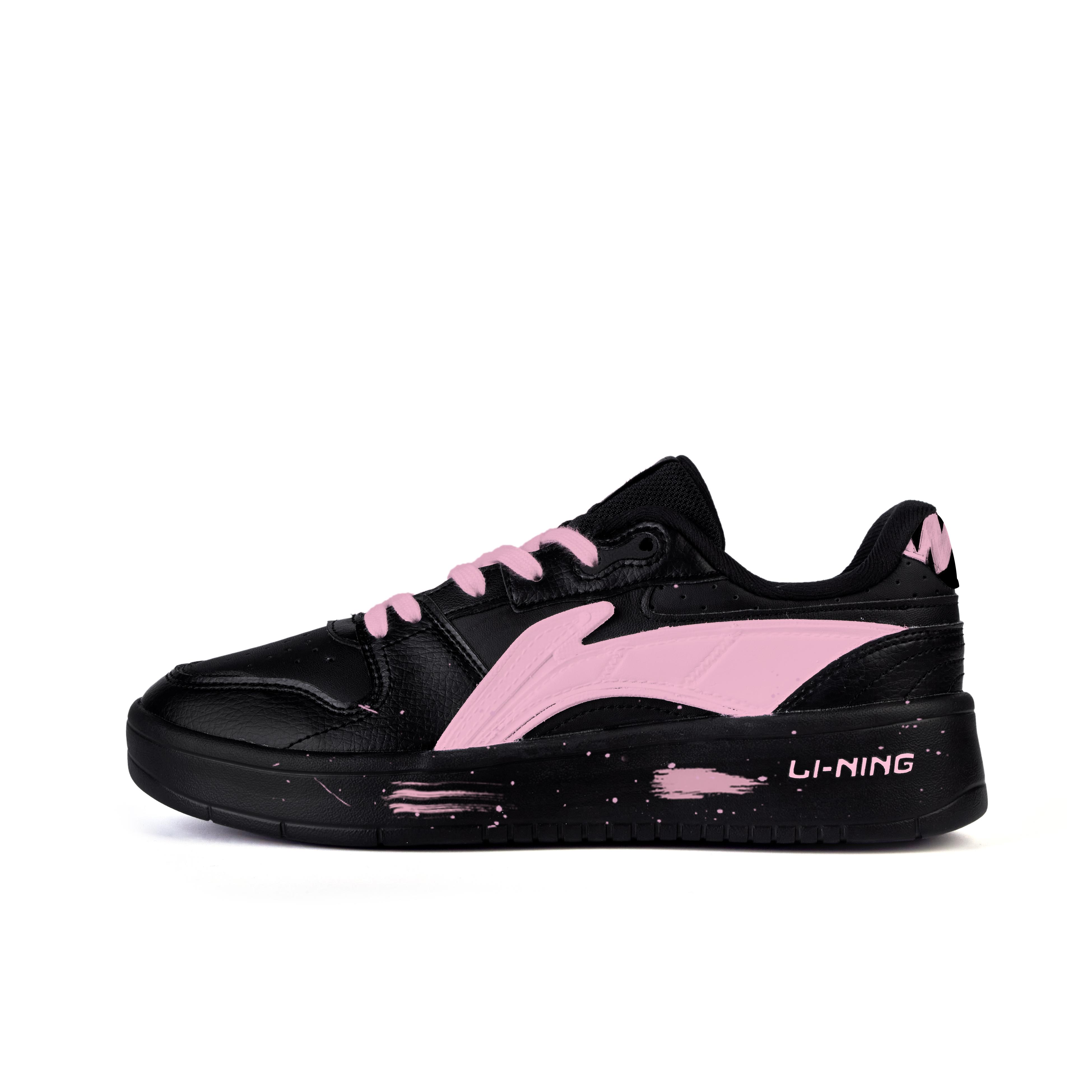 

Li Ning Скользкие Амортизирующие Износостойкие Низкие Кеды для Скейтборда Мужские Черный Светло-Розовый AGCU515-5(Команда345-) 40
