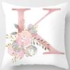 White Pink Alphabet Pillowcase Letter A-Z Flower Pillow Cover Sofa Cushion Cover Home Decor Pillow Cover