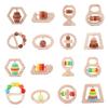 Montessori Baby's Rattle Molar Biteable Comfort Toy Wooden Newborn0-1Year-Old Baby Grip