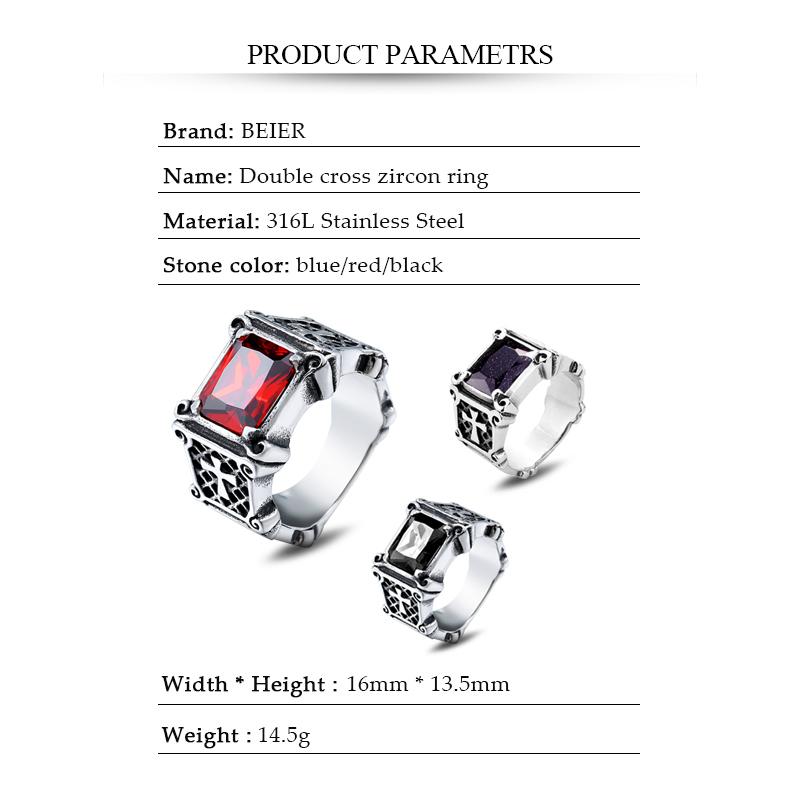 New Store 316L Stainless Steel High Quality Gem Ring Lots Vintage Fria Men's Ring with Colorful Stones Jewelry
