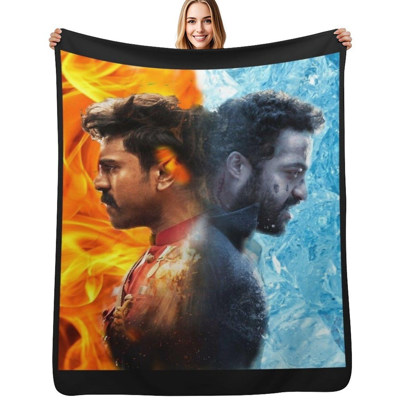 rrr full movie RRR Poster Throw Blanket Warm Accent Blanket for Living Room Decoration 75X95CM