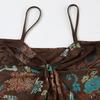 Top Canotta da Donna Estiva con Spalline Sottili, Stampa Floreale Paisley, Rete Trasparente, Nodo Frontale, Vestibilità Aderente