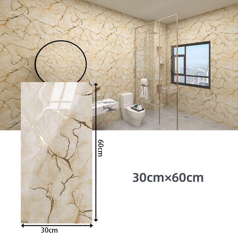 60*30cm Thickened Gold Foil Self-Adhesive Tile Sticker, Faux Ceramic Tile Wallpaper Waterproof  Wallsticker Kitchen & Living Room Decor