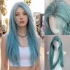 Harajuku Sea Salt Blue Wig 28inch Lolita Cosplay Wig Fake Hair Long Straight Synthetic Wig  JK Girl