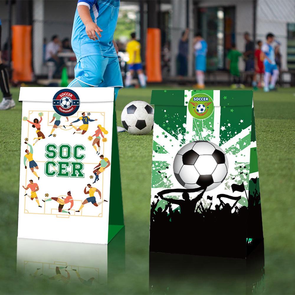 European World Cup Football Gift Packaging Bag with Green Field Kraft Paper and Club Sticker