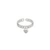 Charmy silver heart chain-ring