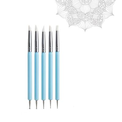 Mandala Dotting & Carving Tool Set: 5 Silicone Pens for Pottery, Clay, and Dot Painting.