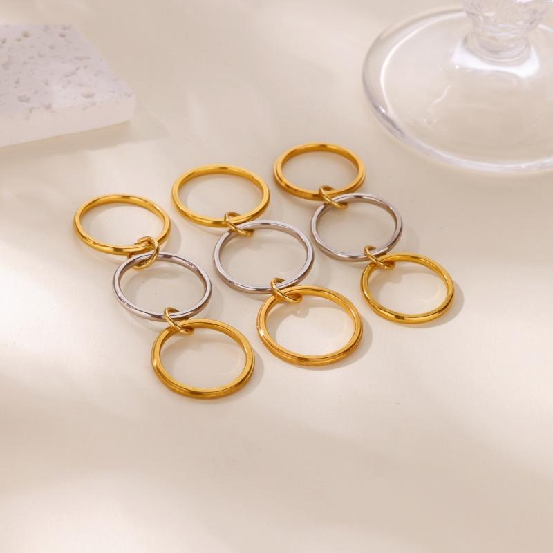 Stainless steel stacked three-ring plain ring ring women's personality ring titanium steel hand jewelry rings