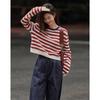 DeMana Women's Classic Stripe Round Neck Knit Sweater