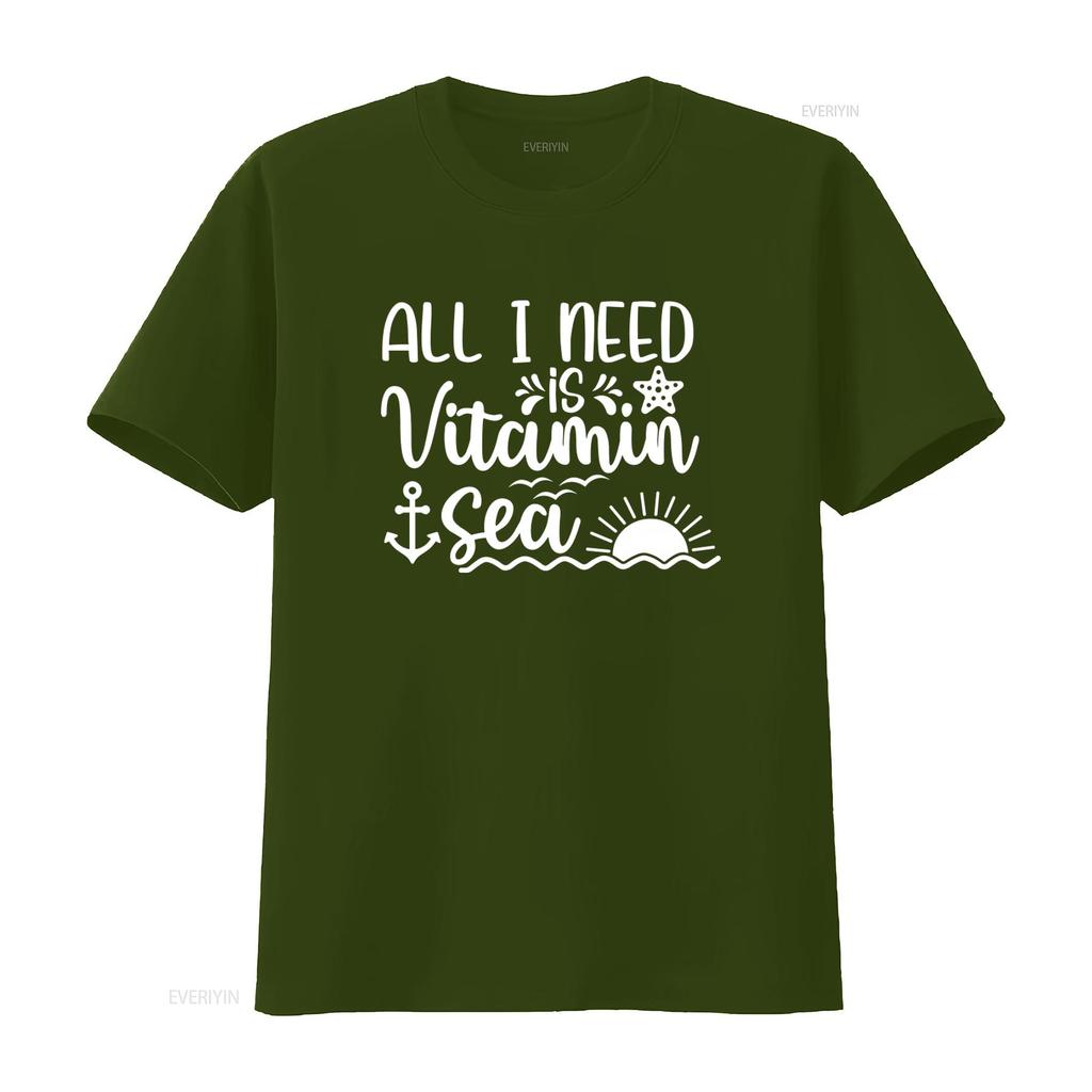 All I Need Is Vitamin Sea T Shirt Funny Summer Sunshine Star Trip Womens Beach Vacation Vibes vintage Washed designer clothes