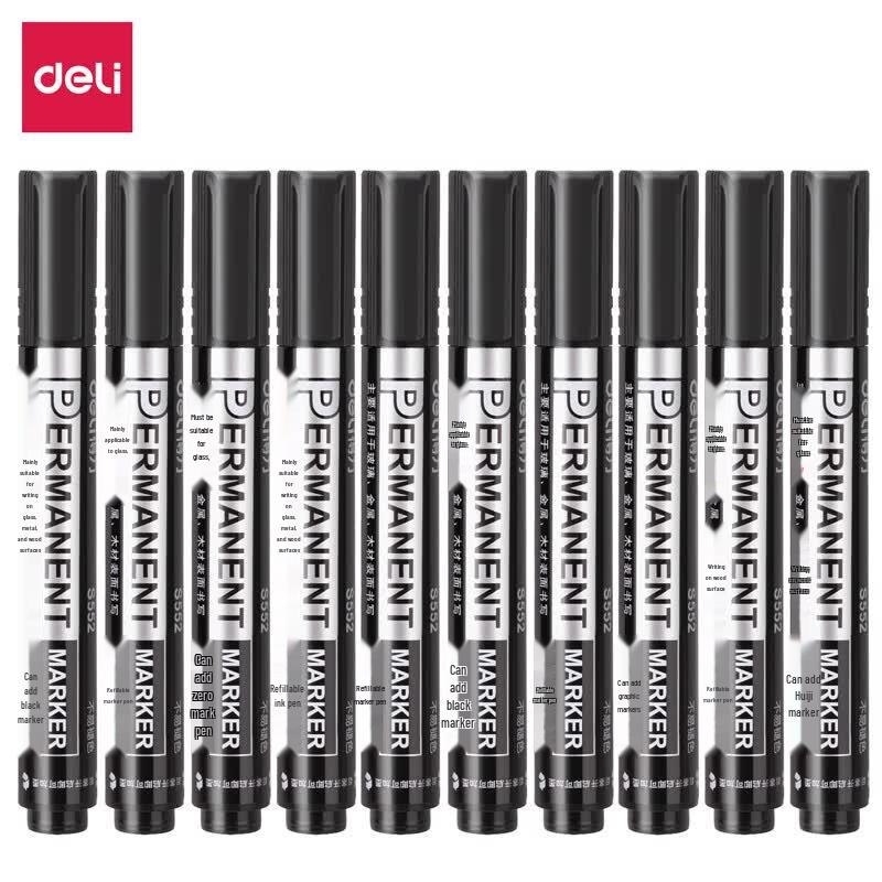 Deli S552 Refillable Quick-Dry Marker Pen чёрный