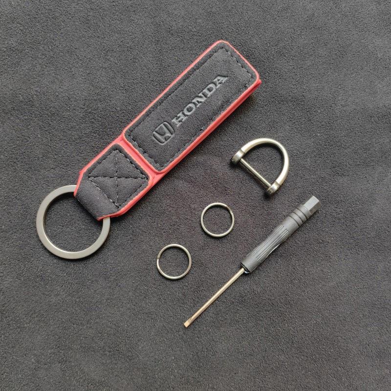 Honda Tumbled Leather Universal Car Keychain Keyring For Honda CRV Civic FIT Accord Prelude 5th City CRX Jazz H-RV Pilot Odyssey XD9