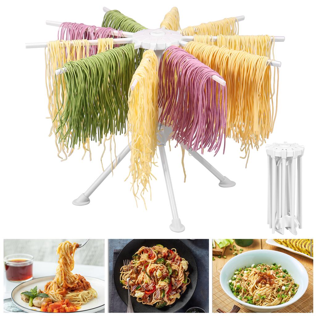 10 Rods Noodle Drying Stand Foldable Pasta Dryer Rack Fast Set-Up Noodle Hanging Rack for Hand Spaghetti Ramen Kitchen Gadget