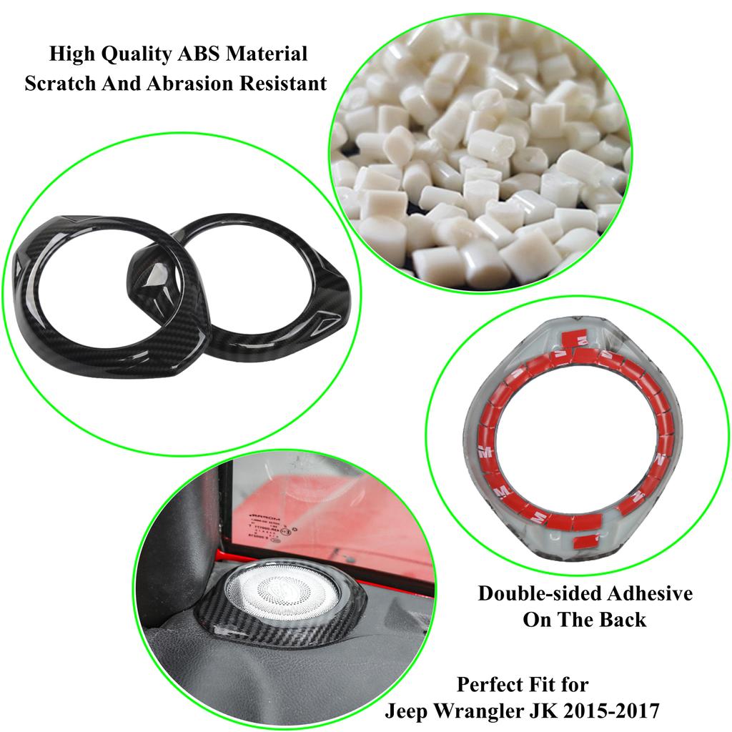 Car A-Pillar Loud Speaker Decoration Cover Ring Trim Frame Stickers for Jeep Wrangler JK 2015 2016 2017 Interior Accessories