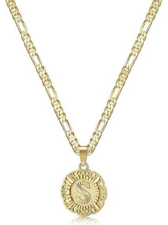 Versatile Alphabet Pendant Figaro Chain Necklace - High-End Light Luxury Clavicle Chain, 26 Letters Available