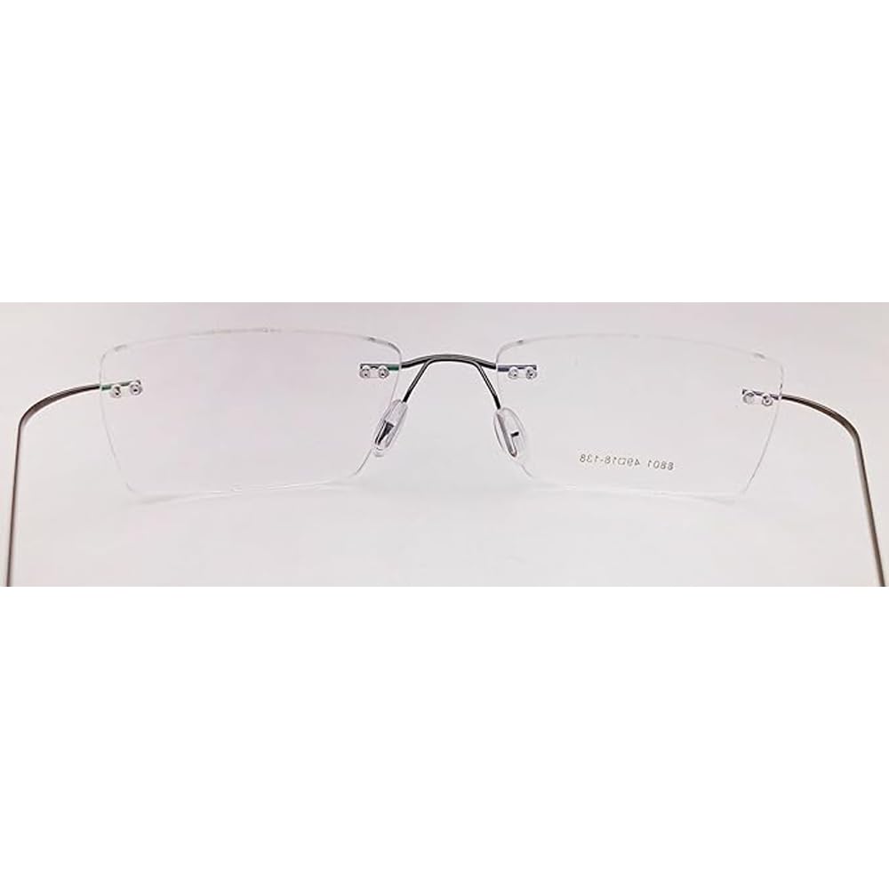 RSINC Rimless OD Light Weight Rectangular Unisex Eye Frame Non -Foldable | Frames for Fashion School & Sports 8801 49-18-138 (Gun Black