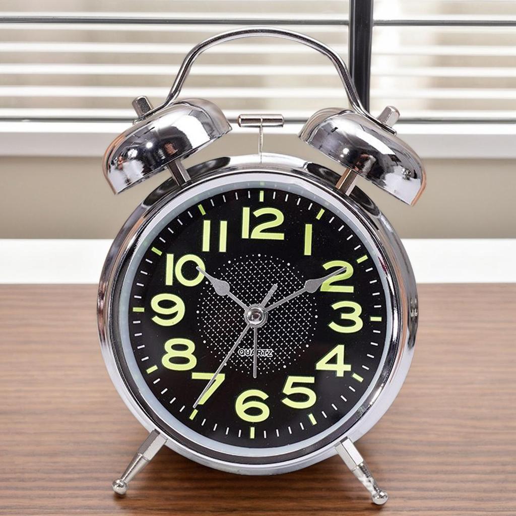 electronic Alarm Clock Luminous Wind Up Clock 3 Inch Quiet Timer Watch for Seniors Sleepers Bed Desk Room Travel Bedroom