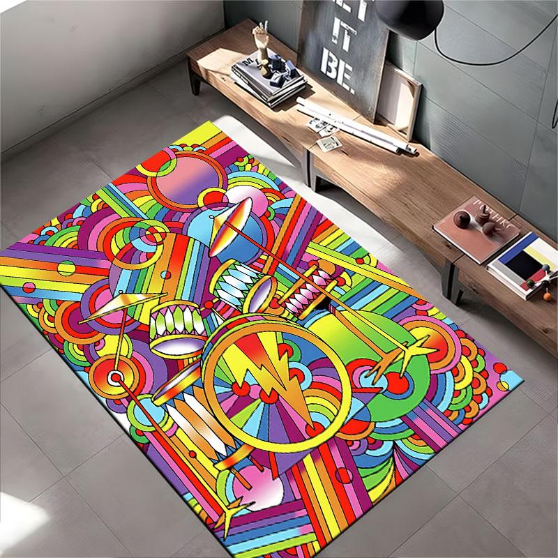 Colorful Retro Drum Set Design suitable as a non-slip mat for the living room or bedroom sofa
