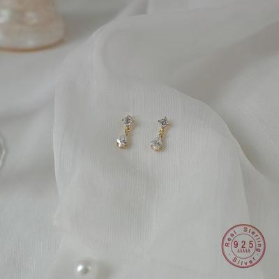 925 Sterling Silver Plated 14k Gold Small Cute Zircon Stud Earrings Women Classic Elegant Wedding Jewelry