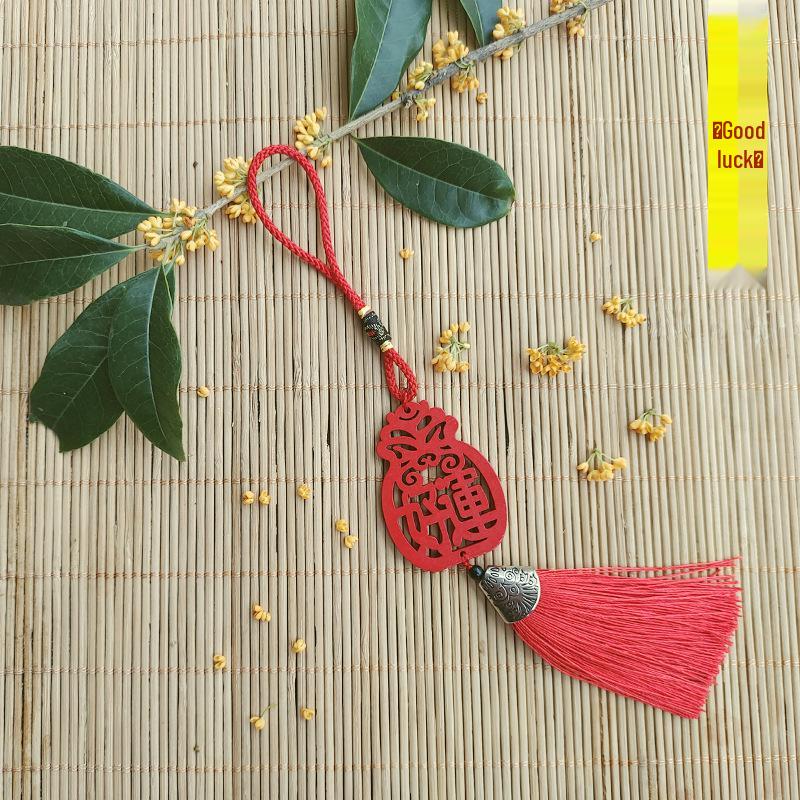 Wooden Tassel Keychain Ornament for Spring Festival - Car Hanging Decoration for Wealth & Prosperity