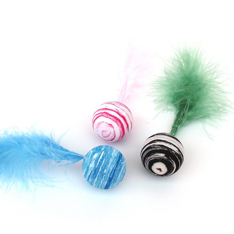 Cat Feather Ball Toy Interactive Bite Resistant Cat Chew Pet Supplies 3pcs