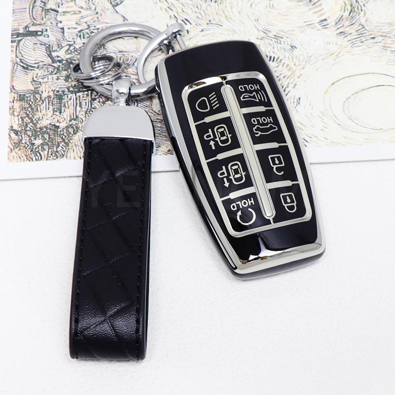 TPU 8 Button Car Key Cover Case For Hyundai Genesis G80 GV70 GV80 2019 2020 2021 2022 Remote Key Holder Auto Accessories