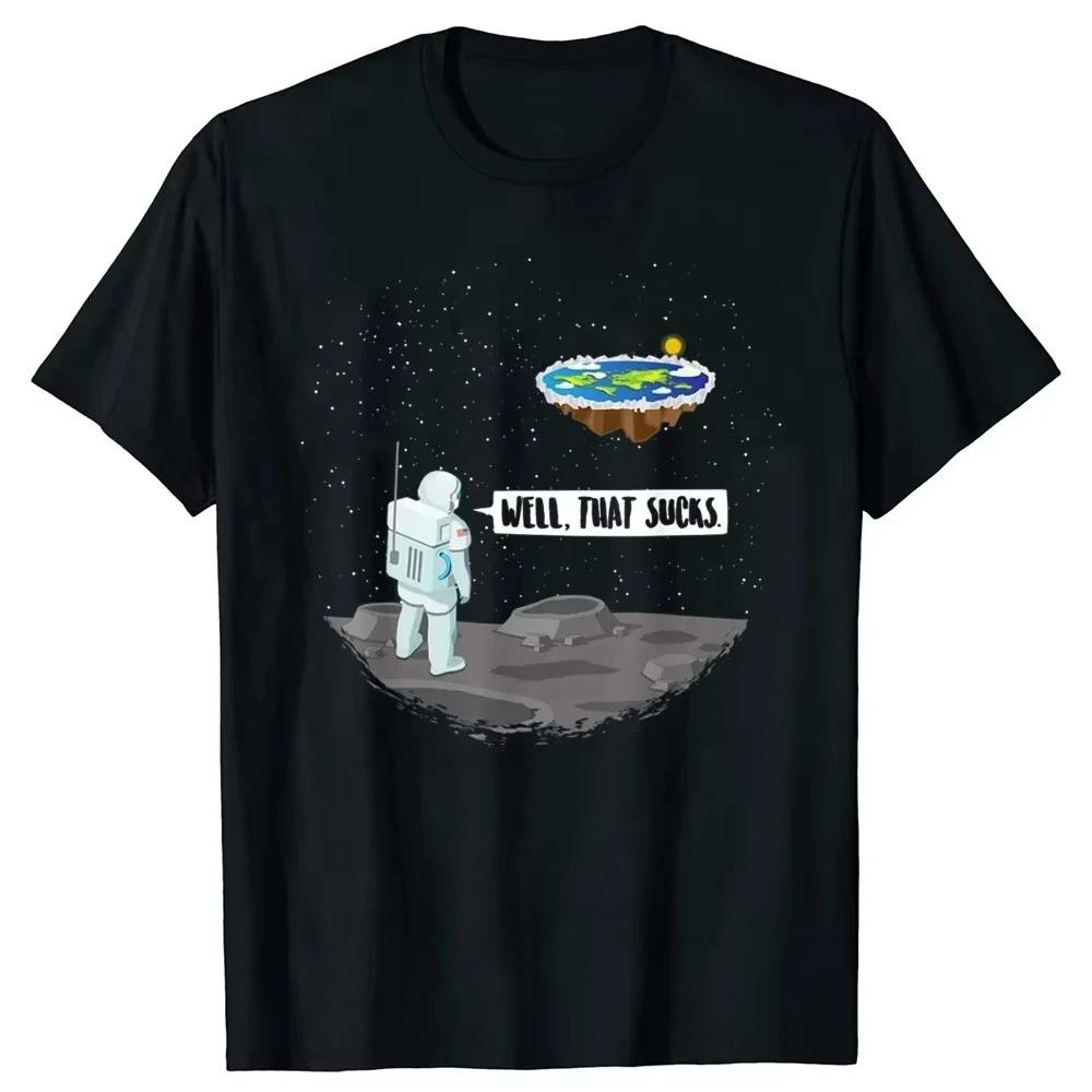 2026 Summer Mens Fun Flat Astronaut Print Round Neck Tshirt Loose Casual Street 100 Pure Cotton Outdoor Short Sleeved Shirt