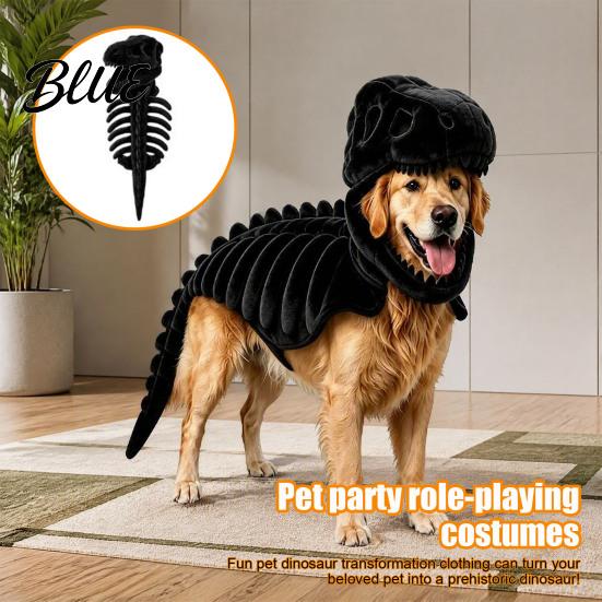 Divertente Costume da Festival per Animali Domestici Costume Scheletro di Dinosauro per Animali Domestici Apparel 3D Luminoso al Buio Halloween Cani Vestito Dino Gatti Cosplay Festa Festiva Divertente