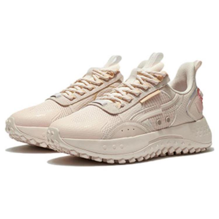 New LiNing CF Moon Shadow Cushioning Anti Slip And Wear Resistant Low Top Casual Shoes Women's Matte Ecru AGLR158-4