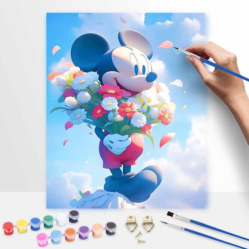 Disney Mickey Flower Paint By Number Kit Number Drawing Canvas DIY Picture Home Decor Disney Cartoon Painting Art Gift For Adults Wall Decor