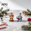 Small Christmas Room Ornaments Resin Cow/Elephant Figurines with Santa Hats Animal Ornaments Holiday Scene Decoration Cute Desktop for Home