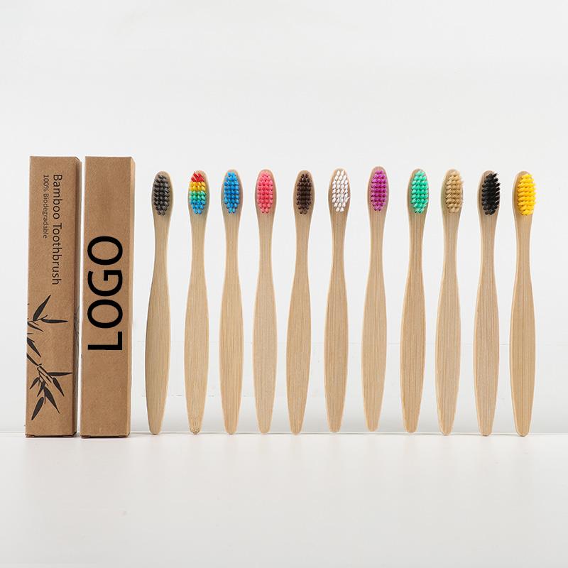 Ready Stock Custom Logo Packaging Kids Soft Natural BPA Free Biodegradable Kraft Box Bamboo Toothbrush