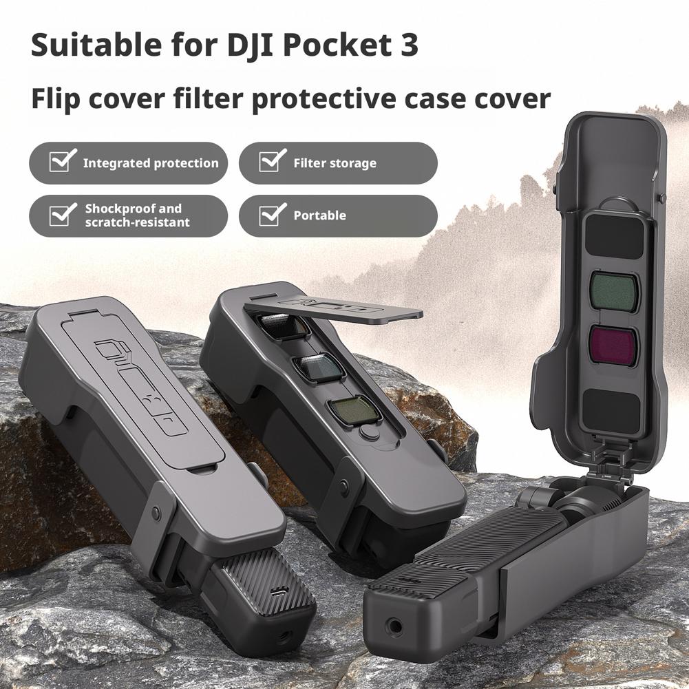 Protective Case For DJI Pocket 3 Flip Cover with 5 Filter Slots And Elastic Band Pocket 3 Accessories Anti-Scratch Cover