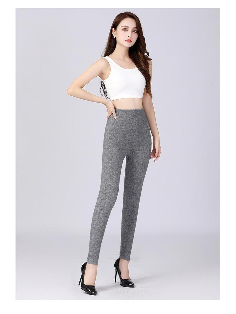 Women's High-Waist Slim Fit Cashmere Leggings - Warm and Trendy for Autumn/Winter 2021