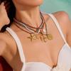  Beach Ocean Vacation Style 18K Gold Color Stainless Steel Pendant Necklace Natural Stone Bead Necklace Women