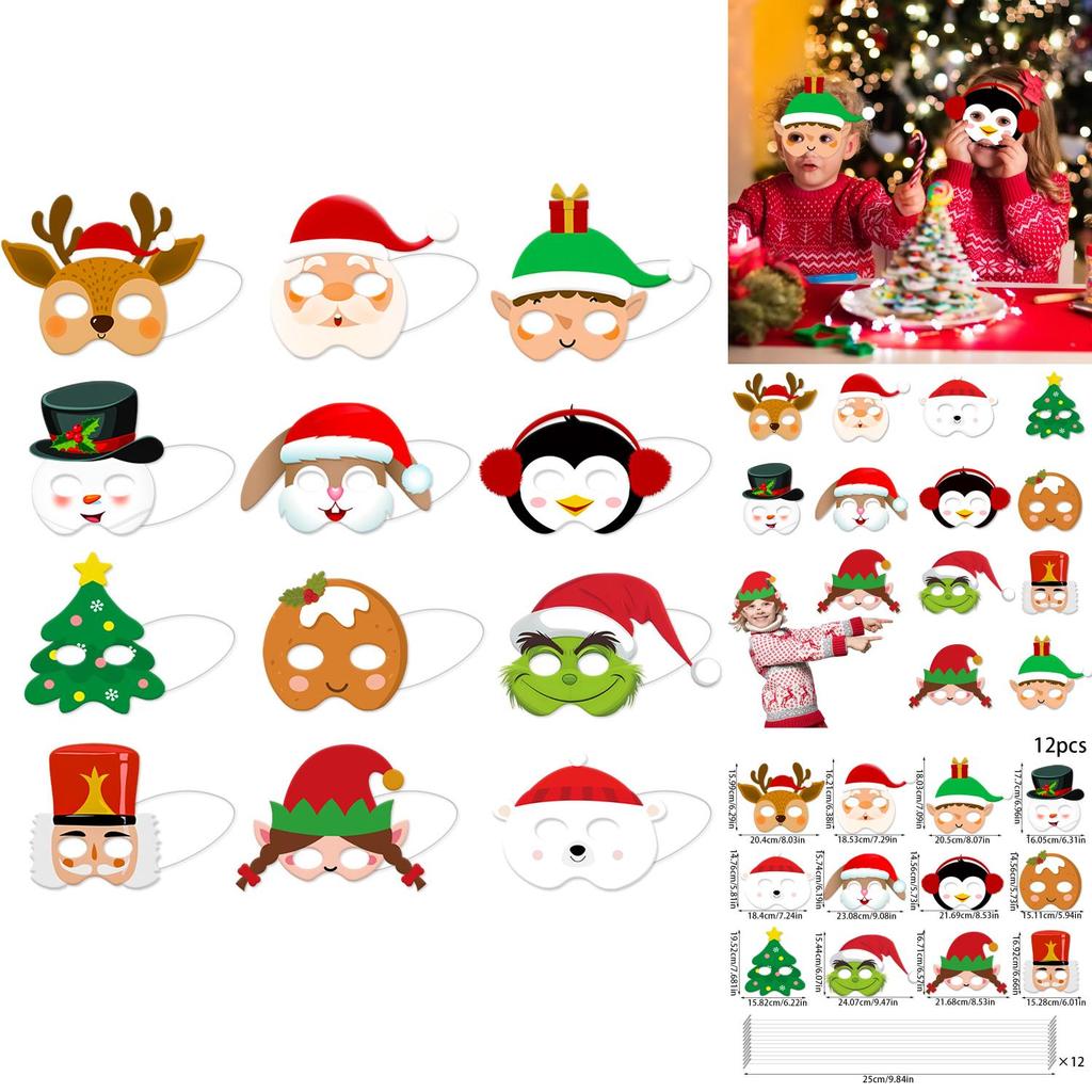 Snowman Reindeer Paper Masks Set With Festive Design For Christmas Events
